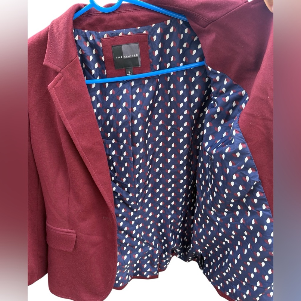 The Limited Maroon Blazer with Patterned Interior Womens size Medium - Picture 4 of 9